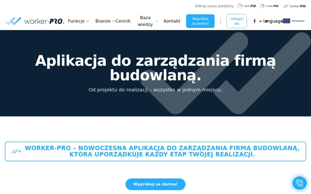 Worker-PRO — strona produktu na stronie producenta (zrzut ekranu)